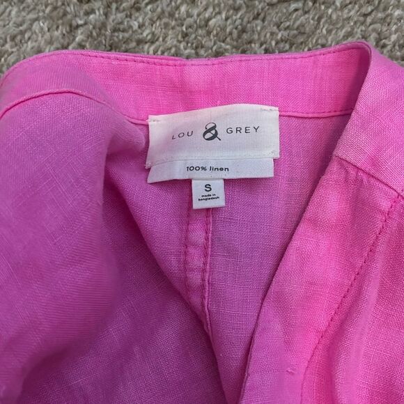 Lou & Grey 100% Linen Pocket Midi Dress Bubblegum Pink size small oversized - Picture 3 of 5